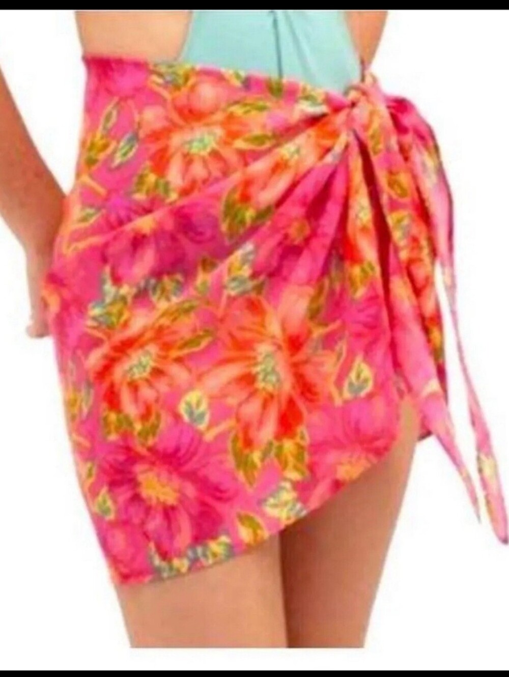 Beach Riot Melanie Sarong Miami Peony Pink Floral Pareo Swim Cover Up OS
